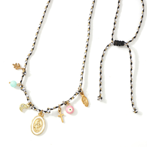 Collares de Hilo Trenzado Ajustables Hechos a Mano con Baño de Oro Resoul para Mujer, Gargantilla con Cruz, Rosas, Estrellas <span class=keywords><strong>y</strong></span> Cuentas - Product Image 4