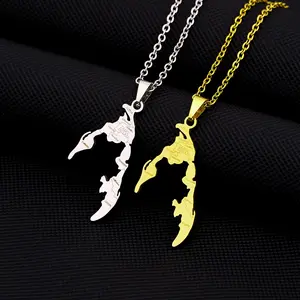 Couple Necklace Jewelry Gifts Stainless Steel Necklace Statement Geometric Tamil Eelam Pendant Necklace Gifts for Women Men