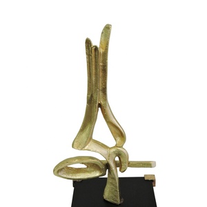 Décoration de table moderne pour la maison, sculpture en fer artisanale, argent nickelé, design géométrique, artisanat en métal pour l'art - Product Image 3