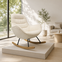 Fauteuil à bascule moderne rembourré à dossier haut en tissu, chaise longue en bois pour salon, chambre d'enfant et allaitement