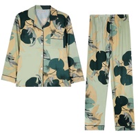 Ensemble deux pièces respirant en soie avec imprimé floral, pyjama femme de bonne qualité, prix d'usine, Sfy-y583