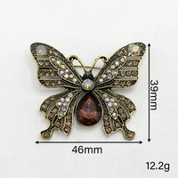 Broche élégante en alliage avec cristal créé, style vintage fantaisie, broche fleur pour femme, cadeau de mariage, décoration de vêtements