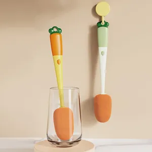 Three-in-One Plastic Cleaning <strong>Brush</strong> Tools Long-Handled Sponge Cup <strong>Brush</strong> and <strong>Bottle</strong> <strong>Brush</strong> for Efficient Milk Cup Glass Scrubbing - Product Image 1
