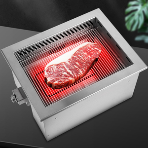 Commercial Electric BBQ <strong>Grill</strong> 2400W Embedded Rectangular Smokeless <strong>Grill</strong> with Down Exhaust, Inspired by Korean Charcoal <strong>Grills</strong>