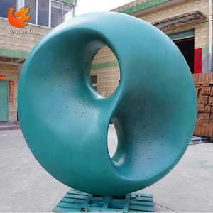 Modern Geschilderde Grote Abstracte Ronde Roestvrijstalen Sculptuur Winkelcentrum Openbare Ruimte Decor Outdoor Landschapskunstinstallatie - Product Image 1