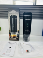 Machine à café portable multifonctionnelle 3-en-1 à batterie, chauffage autonome, réservoir d'eau de 80 ml, démarrage à une touche, machine à expresso à capsules