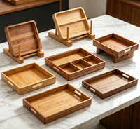Plateau de rangement en bois personnalisé en gros, plateau organisateur en bois multi-styles combinés, boîte de rangement pour articles divers de bureau à domicile