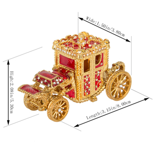 Ornement de bureau classique français en alliage de zinc émaillé, représentant une calèche royale - Product Image 1