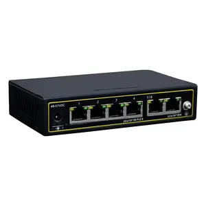 Comutador PoE de 4 portas 10/100M OEM CVT com 2 portas de uplink 10/100M suporta interruptor Poe não gerenciado IEEE802.3af/at PoE com verificação automática