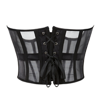 Corsé Sexy de malla con cremallera para mujer, patrón sólido, gasa, vientre plano, mono transparente, corpiño Invisible, Top