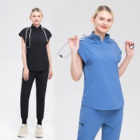 Ensembles de blouses médicales à manches courtes pour femmes, été, élastiques, séchage rapide, en tissu polyester dobby et élasthanne, taille XL, pour salons de beauté et médecins