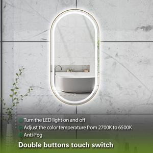 Espejo de Baño LED con Forma de Pista de Carreras, Montado en la Pared, Sin Contacto, con Bluetooth, Antivaho, Diseño Personalizado Gratuito y Marco Dorado - Product Image 2