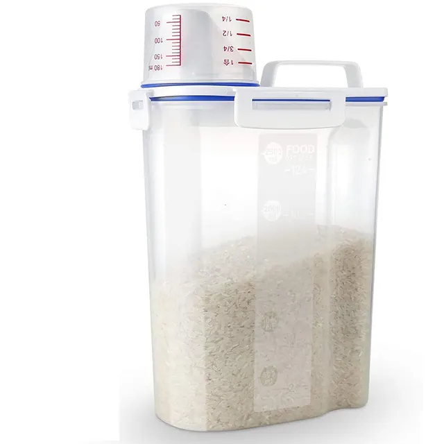 Пищевой полипропиленовый материал ведро для хранения пищевых продуктов герметичный контейнер для риса 4 замок контейнер для муки с мерной чашкой