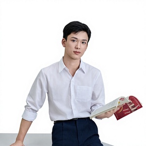 Chemise d'école pour enfants FMF à manches courtes en polyester/coton blanc tricoté |   Fabrication OEM de haute qualité et approvisionnement en stock immédiat - Product Image 1