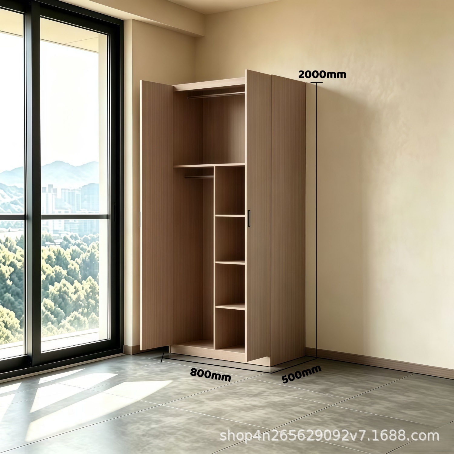 0.8-meter two-door wardrobe - T2