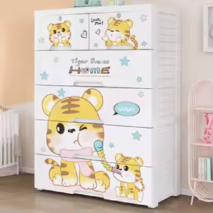 Armoire de <span class=keywords><strong>rangement</strong></span> pour bébé en plastique coloré de qualité PP, bon marché, pour vêtements, placard en plastique - Product Image 1