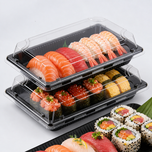 Bandeja para fiestas de plástico de gran venta, caja de <span class=keywords><strong>sushi</strong></span> desechable, contenedor de <span class=keywords><strong>sushi</strong></span> para llevar - Product Image 1