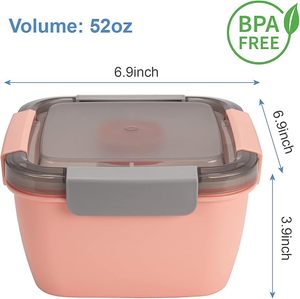 Boîte à lunch pour micro-ondes avec compartiments, grande capacité, adaptée aux étudiants, fermeture à pression sur quatre côtés, écologique, en PP - Product Image 4
