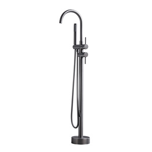 Floor Stand Bathtub Faucet Double Handle All Copper Hot Cold Water Rain Shower Head Round For Home Hotel - Product Image 2