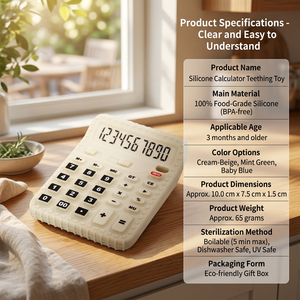 Giocattolo Educativo in Silicone per Neonati a Forma di Calcolatrice, Giocattoli Sensoriali per Bambini di 3 Mesi, Giochi di Imitazione - Product Image 1