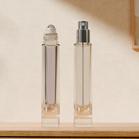 Flacon roll-on en verre 10 ml et flacons pulvérisateurs à pompe pour lotion avec finition métallique - Emballage de soins de la peau double fonction avec impression sérigraphique