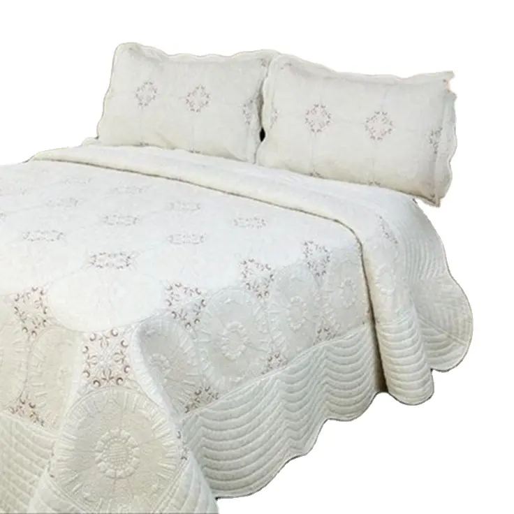 لحاف مطرز مخصص بألوان ثابتة أطقم مفرش سرير من القطن التركي للصيف