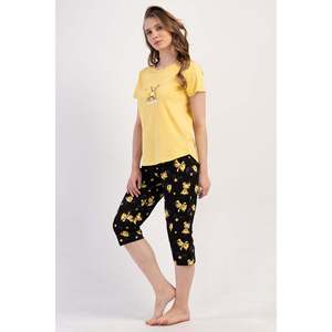 Traje de dormir capri ovalado de manga corta con cuello redondo para mujer - Product Image 4