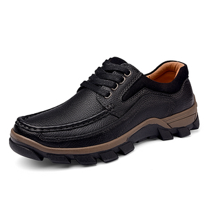 Mocassins pour hommes en cuir de vache véritable faits à la main, à <span class=keywords><strong>lacets</strong></span>, bas de gamme, pour le travail en extérieur, la randonnée, le trekking et le cross-country - Product Image 4
