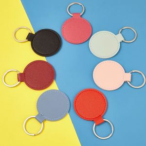 Promotion Gift Printable Logo Round Simple Cute Gift PU <b>Leather</b> <b>Keychain</b> Accessory Metal Print Your Brand Pu <b>Leather</b> <b>Keychain</b> - Product Image 1