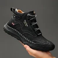 Sepatu Bot Pria Kulit Asli Kualitas Tinggi Sepatu Kasual Pria Buatan Tangan Bernapas Sepatu Jalan Nyaman Sepatu Boat Merek Mewah