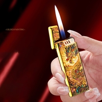 Briquet coupe-vent classique rechargeable à flamme unique, avec logo personnalisé, idéal pour cadeau et cigares, nouveau design, briquet à gaz butane