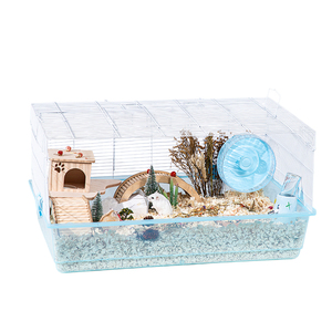 Cage de base pour hamster 80 cm, grande cage pour hamster, plateau inférieur surélevé, ensemble complet avec roue d'exercice, villa en métal extra-large. - Product Image 1