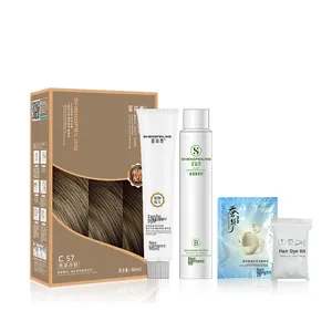 Tinte Capilar Semipermanente a Base de Plantas Shengfei Ling, Crema para Teñir el Cabello en Casa, Colores Marrón Frío, Avellana, Té con Leche, Frambuesa para Mujeres - Product Image 5