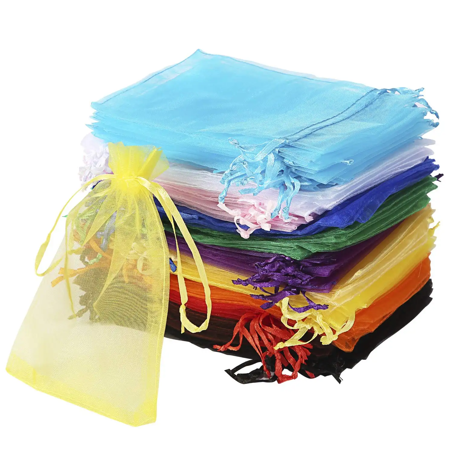 Stokta çanta 7x9 CM organze çantalar çok renkli İpli takı organze torbalar düğün noel Favor hediye keseleri