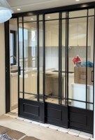 Porte coulissante en verre trempé à double vitrage ultra-mince en alliage d'aluminium durable, isolation thermique, pour appartement, villa, cuisine