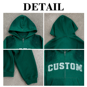 เสื้อฮู้ดดี้ทรงบ็อกซี่ผ้าฝ้ายเฟรนช์เทอร์รี่วินเทจสั่งทำพิเศษ 100% หนัก 500gsm ฟอกสีแบบแอซิดวอช ซันเฟด พิมพ์ลาย DTG แบบดิสเทรส ทรงครอป - Product Image 6