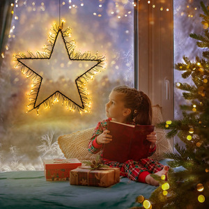 Luz colgante de hierro para ventana, modelo de alambre de cobre, lámpara, estrella, Luna, bola, boda, habitación de Navidad, jardín, fiesta, luces decorativas de Navidad - Product Image 5