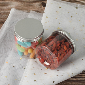 cookies container empty 185ml wide mouth jar pet plastic clear plastic jar with aluminum lid