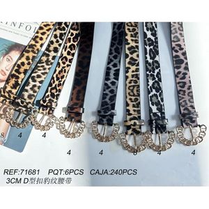 Cintura con Stampa Leopardata 3Cm con Fibbia a D, Cintura da Donna alla Moda - Product Image 1