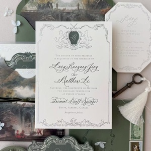 Juego de Invitaciones de Boda Barrocas Vintage Personalizadas, Tarjetas de Invitación de Lujo con Sobres, MOQ Bajo Disponible - Product Image 3