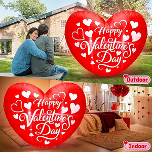 5FT Valentine's Day Waterproof IP44 <b>Red</b> Love Heart Shaped Inflatable Built-in LED Lights for Anniversary Wedding Garden Lawn - Product Image 4