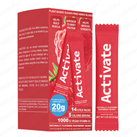 Poudre instantanée à base de plantes sans sucre, mélange d'acides aminés, 20 unités, saveur framboise, 20g de protéines, 1000UI de vitamine D3, nutrition sportive végétalienne