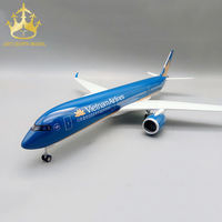 Modèle d'avion en résine Airbus A350 Vietnam Airlines 1:142 avec roues et lumières à commande vocale, cadeau d'affaires