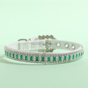 YP, joyería de lujo para mascotas de alta calidad, accesorios para perros, collar de piedras preciosas sintéticas Esmeralda perla, Collar para gatos, cinturón elástico de seguridad - Product Image 1