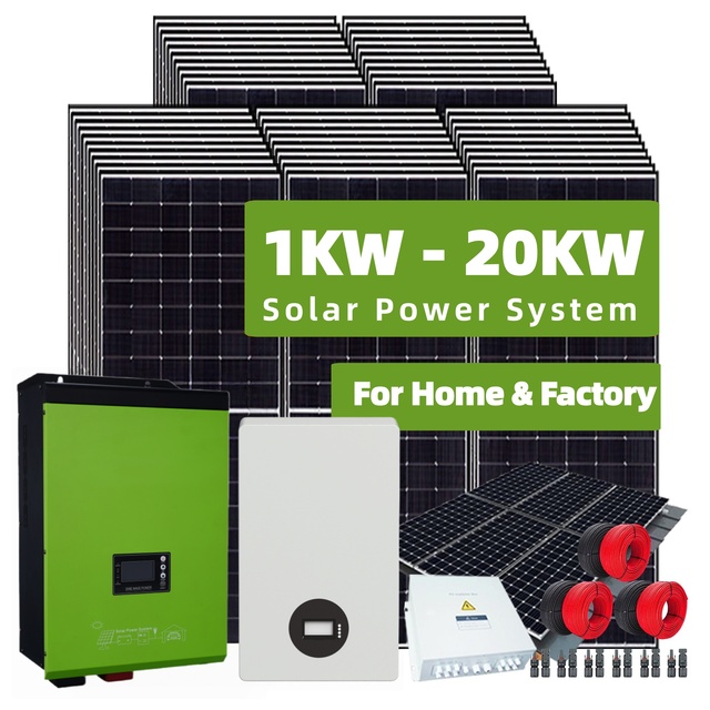 High Quality 3KW 5KW 8KW 10KW 20KW Hybrid Solar Power System with MPPT Controller for Home Energy Storage