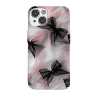 Papillon noir rose créatif Forlphone16 coque de téléphone Foriphone15 Film deux-en-un Forlphone13pro Hard 14p Full Cover