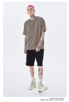 T-shirt noir Logo blanc 100% coton bio T-shirt Essentials goutte épaule T-shirt lourd pour hommes T-shirts de haute qualité