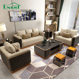 Sofá Moderno de Cuero Genuino <span class=keywords><strong>para</strong></span> Sala de Estar, Lujoso, con Mesa de Centro y Mueble <span class=keywords><strong>para</strong></span> TV a Juego, Conjunto de Muebles <span class=keywords><strong>para</strong></span> Proyecto de Villa - Product Image 3