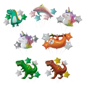 Hengsheng wholesale suppliers ballon Dinosaur Unicorn Sloth Dolphin Animal globos Party Decoration Foil Balloon Sets