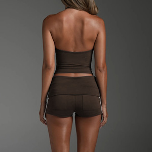 Nouvel ensemble de yoga 2 pièces pour femme, haut dos nu et short, respirant, séchage rapide, extensible dans les quatre sens, en <span class=keywords><strong>Spandex</strong></span>/Nylon, idéal pour le fitness - Product Image 5